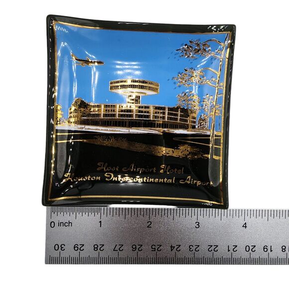 Vintage Houston Intercontinental Airport Host Hotel Glass Ashtray MCM - Picture 5 of 6